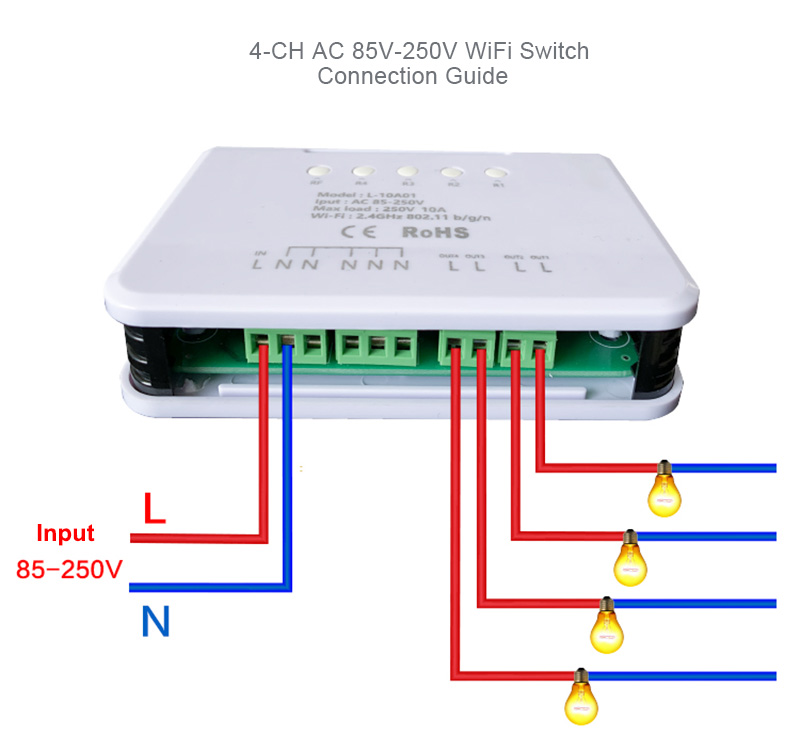 1-CH 16A AC 85V-250V WIFI Switch