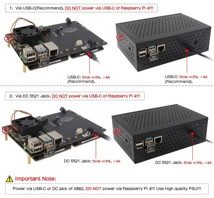 Geekworm NASPi Gemini 3.5 Dual 3.5'' SATA HDD NAS Storage Kit with DC