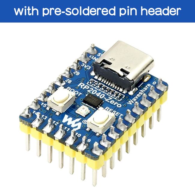 RP2040-Zero Pre-Soldered Pin Header Version