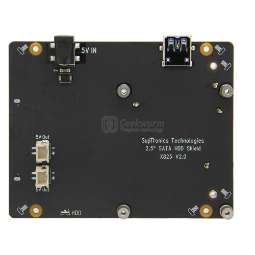 Geekworm X825-C8 (X825 V2.0) Metal Case+Power Switch+Cooling Fan Support  X825 V2.0 2.5 inch SATA SSD/HDD Shield & Raspberry Pi 4 Model B & X735