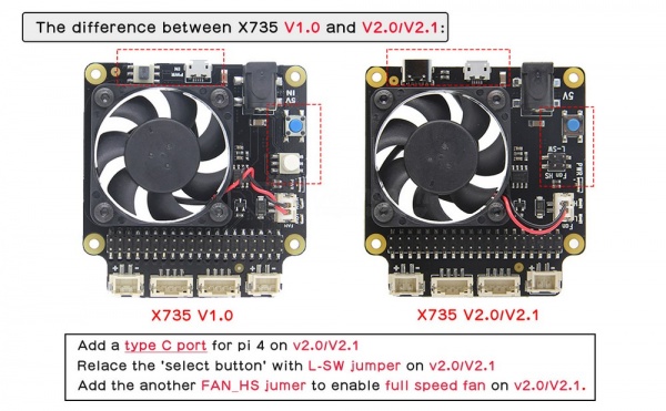 X735 V2.0 vs X735 V1.0