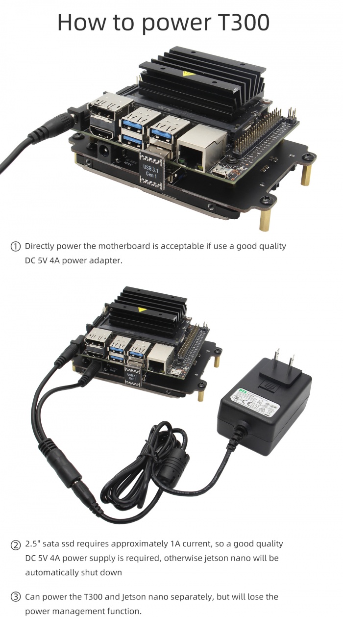 How to power T300 on Jetson Nano